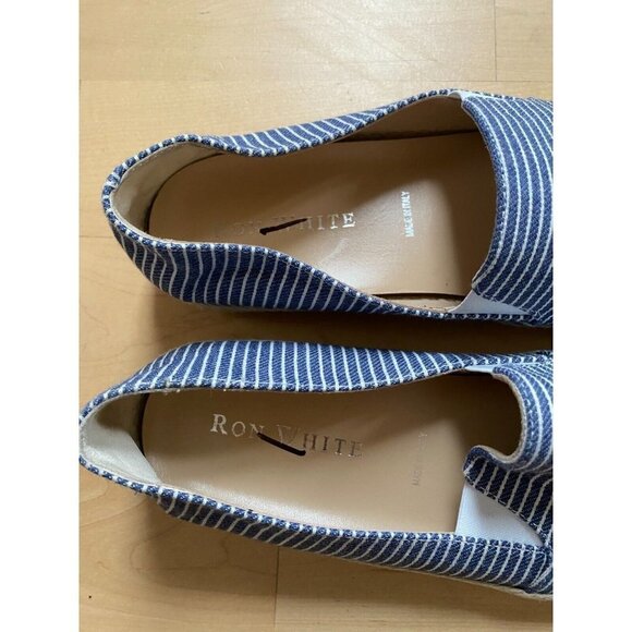 RON White Women Blue Striped "Delilah" Espadrille Loafer - Picture 4 of 7
